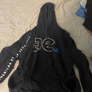 American Eagle Mens Hoodie Graphic Sweatshirt Pullover XXL Navy